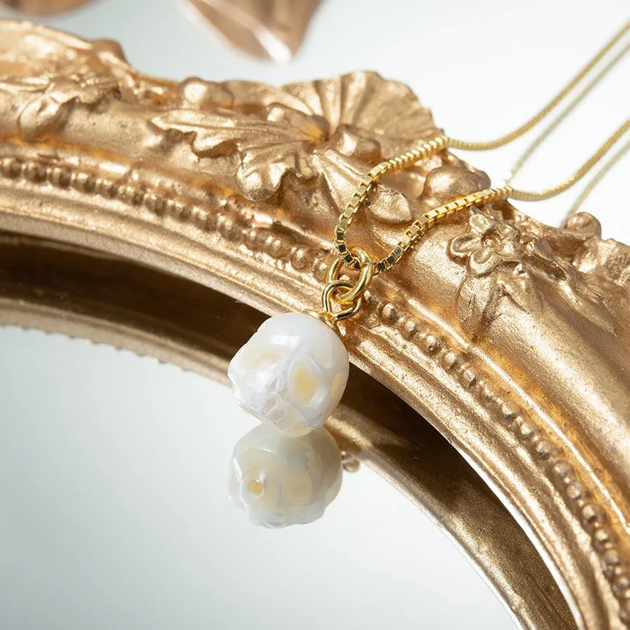 Dainty Simple Pearl Cranium Pendant Necklace sold by Belle Juri product image thumbnail 4