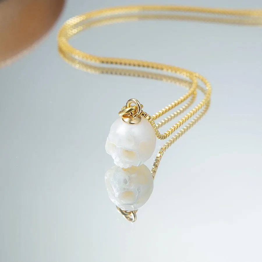 Dainty Simple Pearl Cranium Pendant Necklace sold by Belle Juri product image thumbnail 2