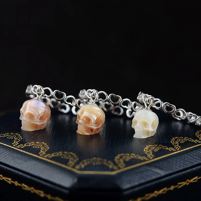 Heart-shaped Band Pearl Skull Ring sold by Belle Juri product image thumbnail 4