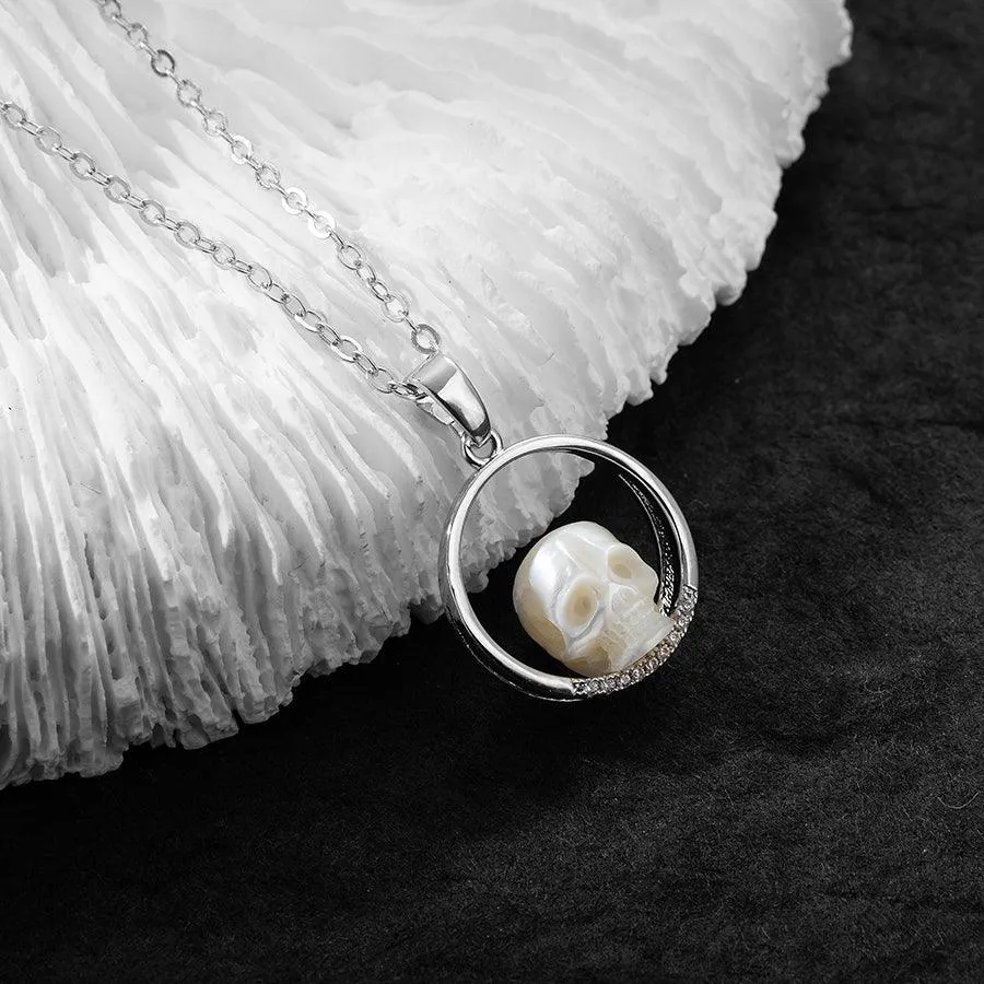 Ring on a Pearl Skull Necklace sold by Belle Juri product image thumbnail 5