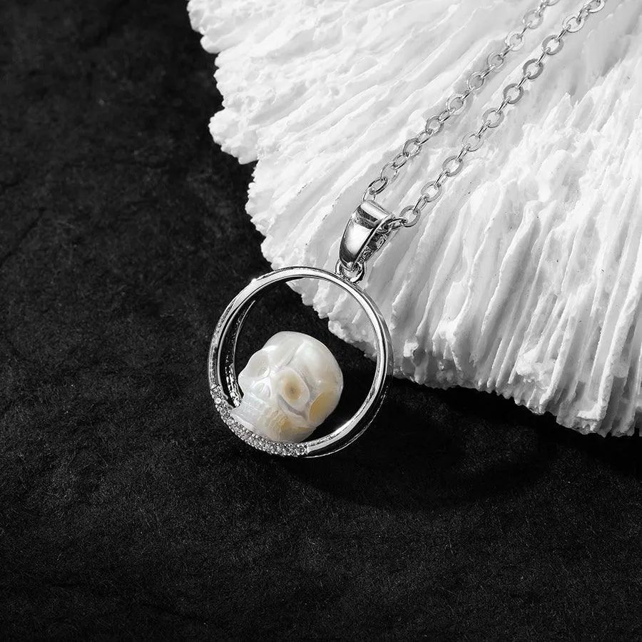 Ring on a Pearl Skull Necklace sold by Belle Juri product image thumbnail 4