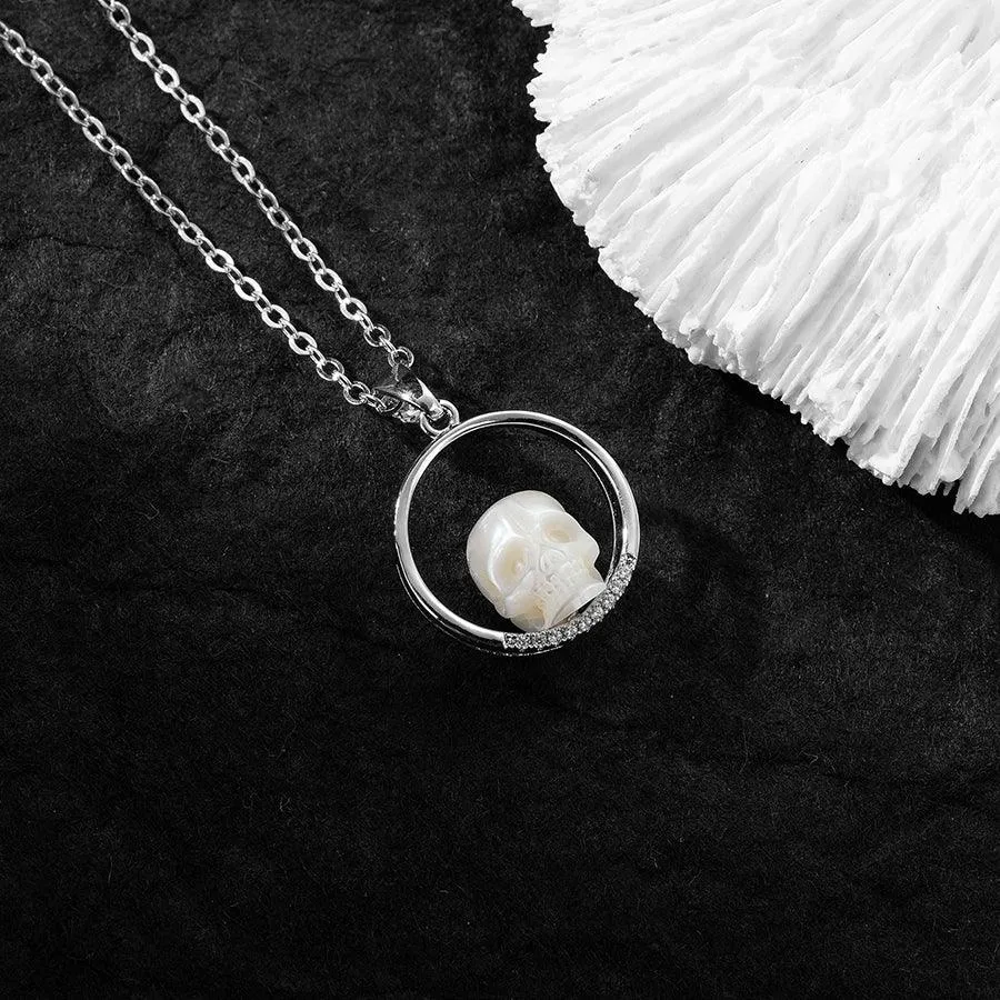 Ring on a Pearl Skull Necklace sold by Belle Juri product image thumbnail 2