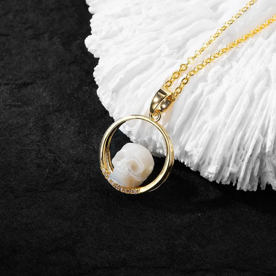 Ring on a Pearl Skull Necklace sold by Belle Juri product image thumbnail 3