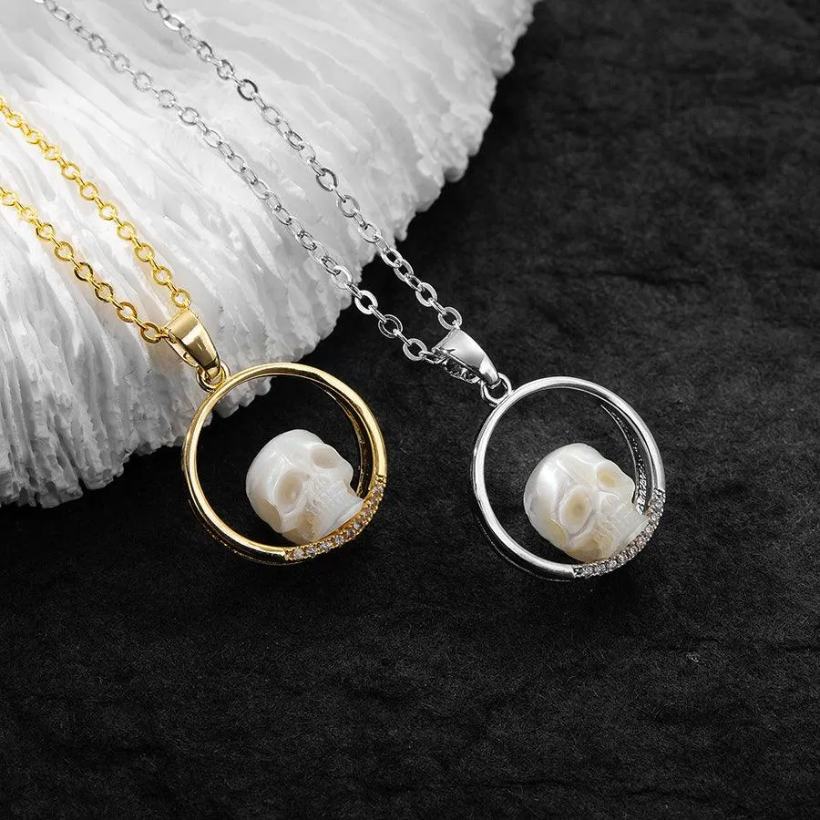 Ring on a Pearl Skull Necklace sold by Belle Juri