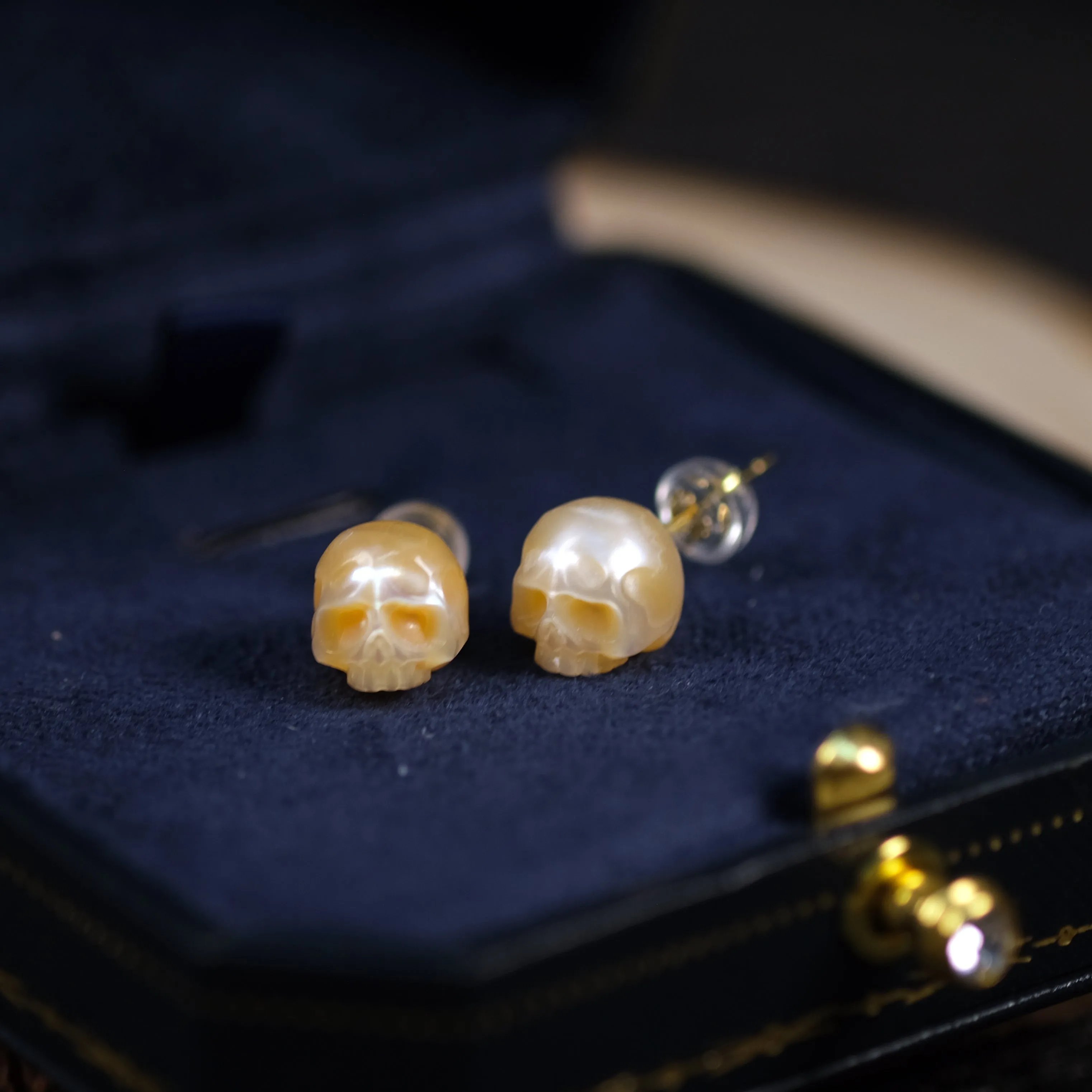 Minimalist Pearl Cranium Stud Earrings sold by Belle Juri product image thumbnail 4