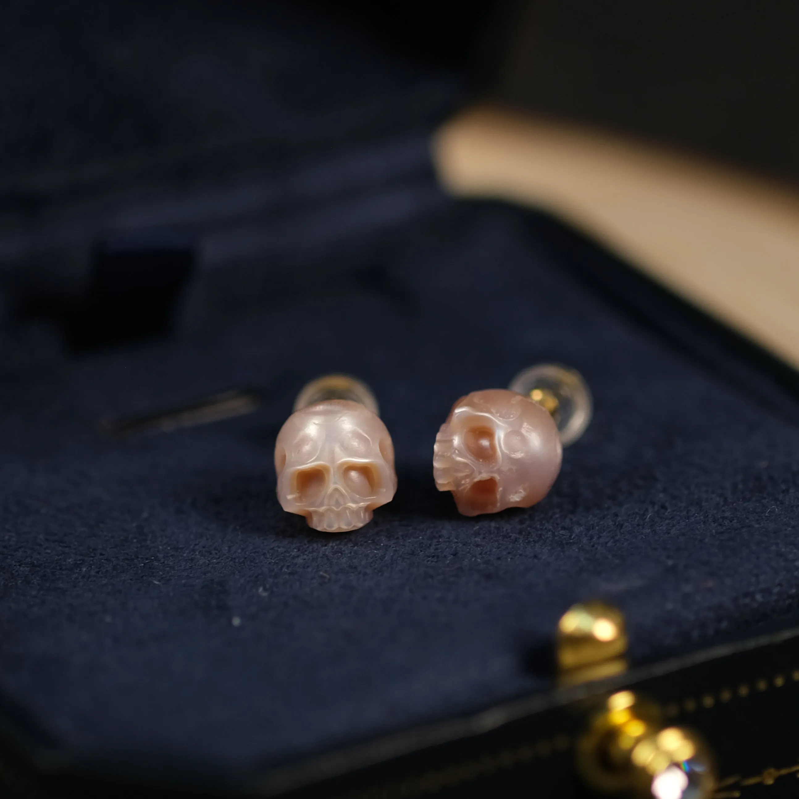 Minimalist Pearl Cranium Stud Earrings sold by Belle Juri product image thumbnail 5