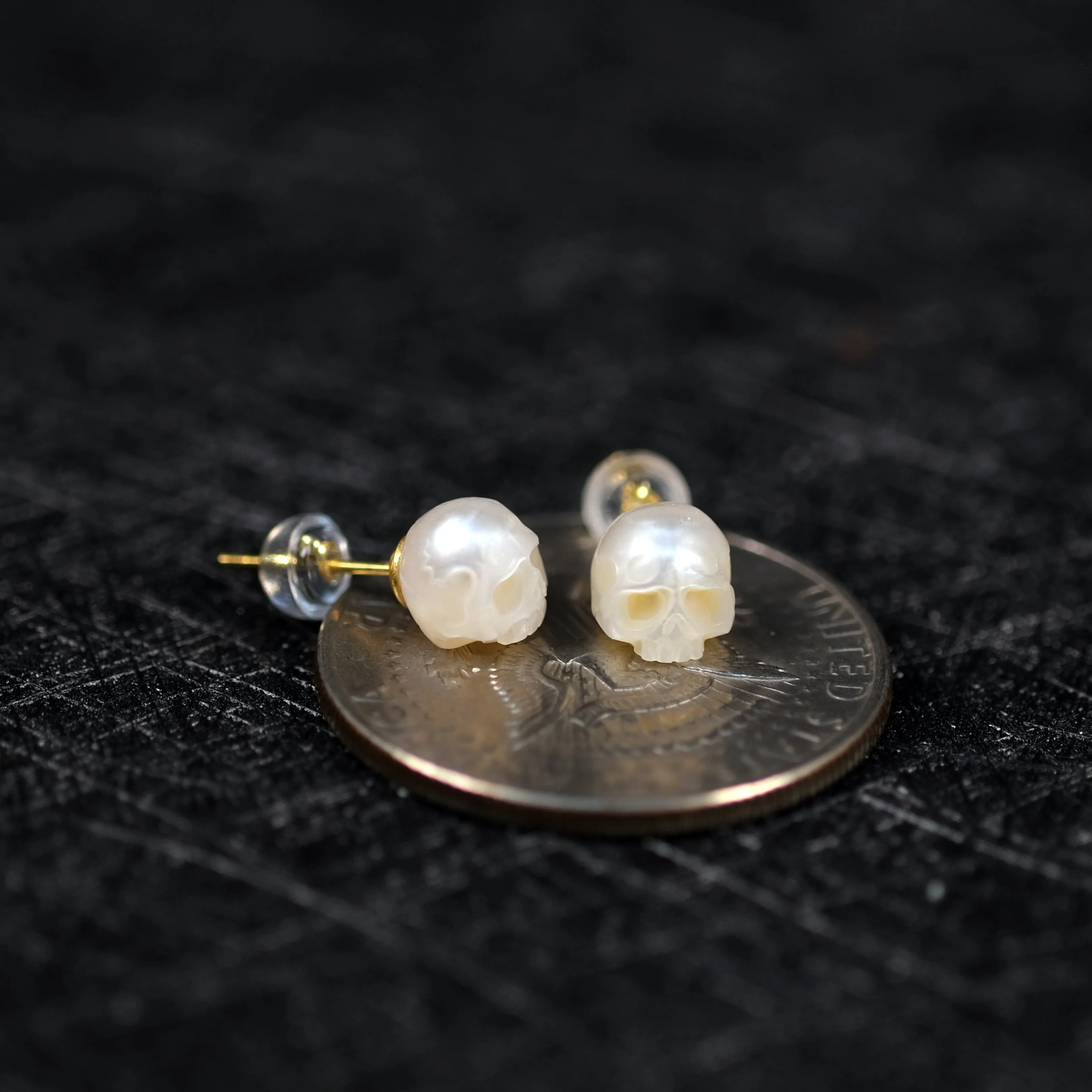 Minimalist Pearl Cranium Stud Earrings sold by Belle Juri product image thumbnail 3