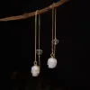 Dainty Pearl Skull Ear Threader Earrings sold by Belle Juri