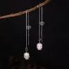 Dainty Pearl Skull Ear Threader Earrings sold by Belle Juri