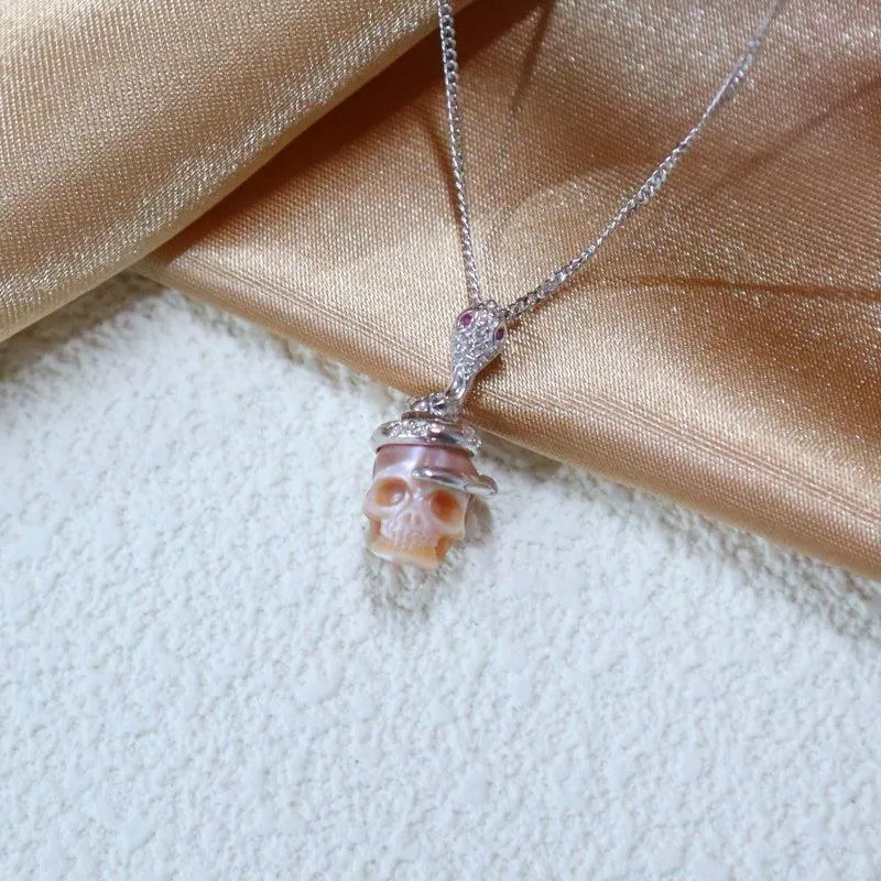 Snake and Skull Pearl CZ Pendant Necklace sold by Belle Juri product image thumbnail 4
