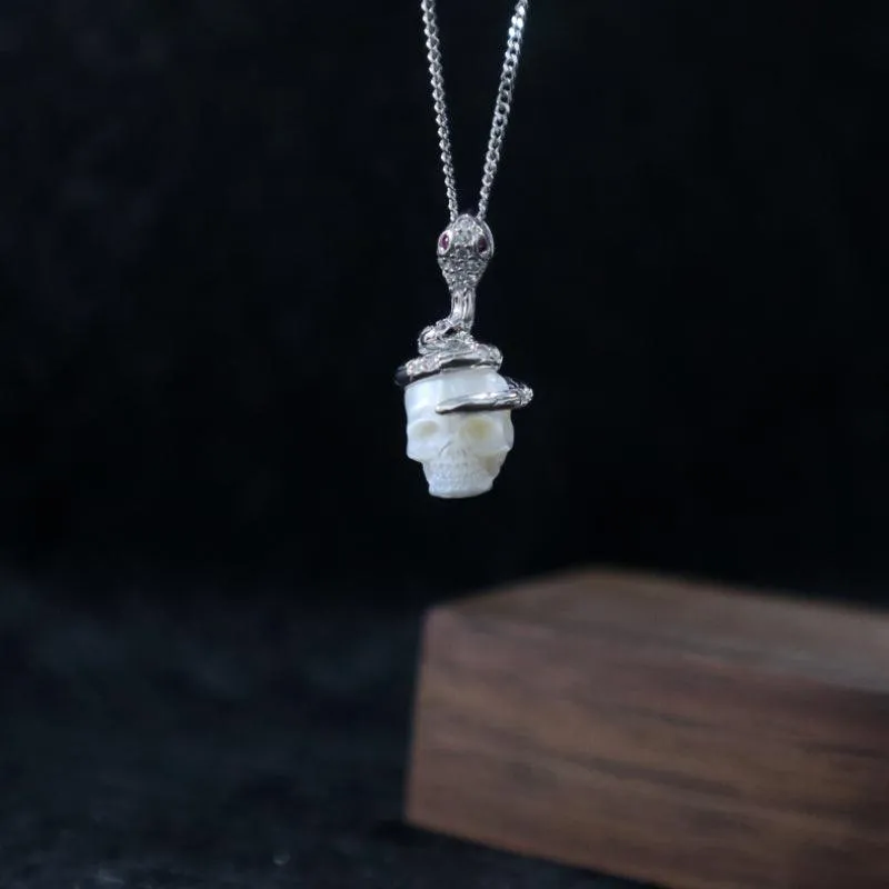 Snake and Skull Pearl CZ Pendant Necklace sold by Belle Juri product image thumbnail 2