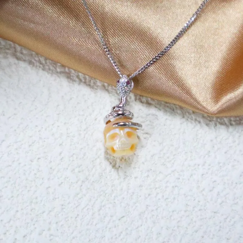 Snake and Skull Pearl CZ Pendant Necklace sold by Belle Juri product image thumbnail 3