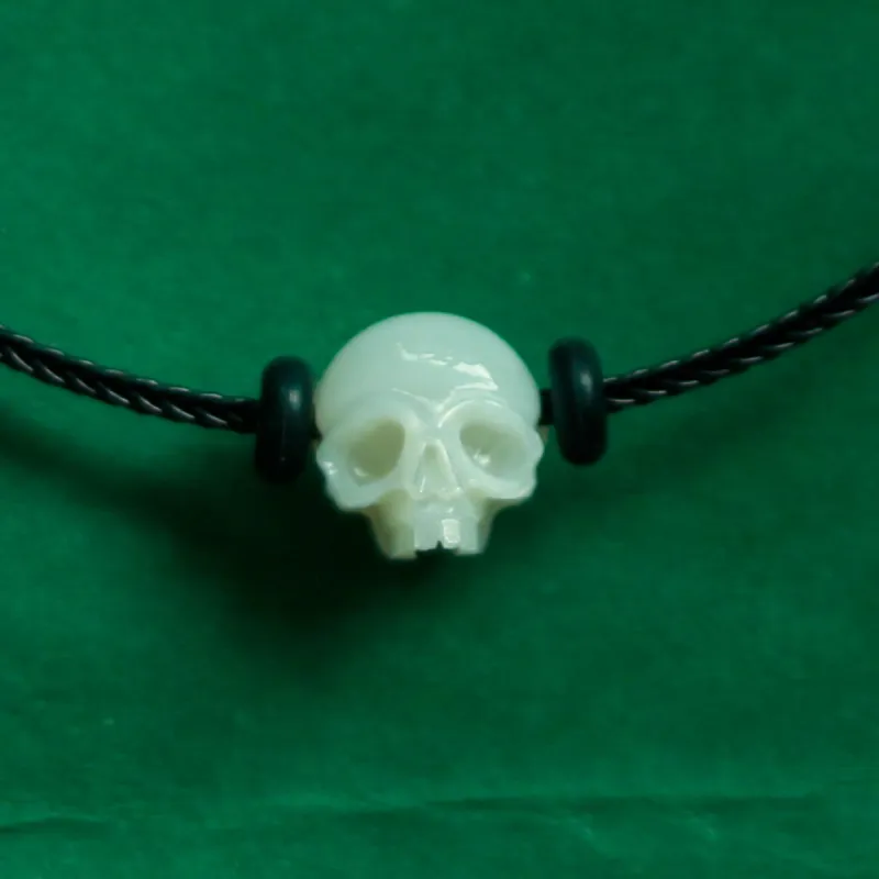 Pearl Skull Black Rope Bracelet sold by Belle Juri