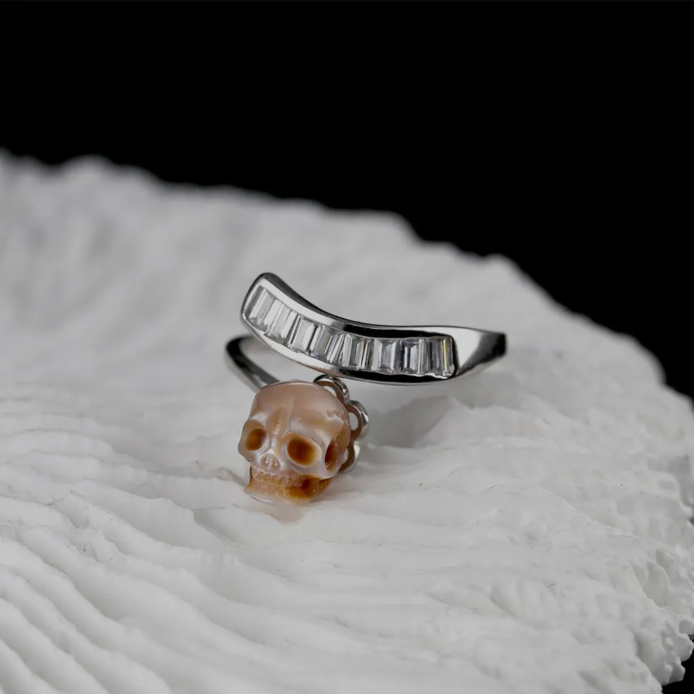 Gemstone Cluster Pearl Skull Open Ring sold by Belle Juri product image thumbnail 2
