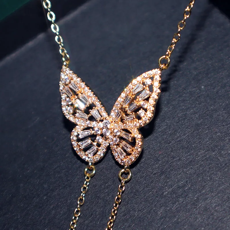 Golden Butterfly Gemstone Skull Pearl CZ Pendant Necklace sold by Belle Juri product image thumbnail 5