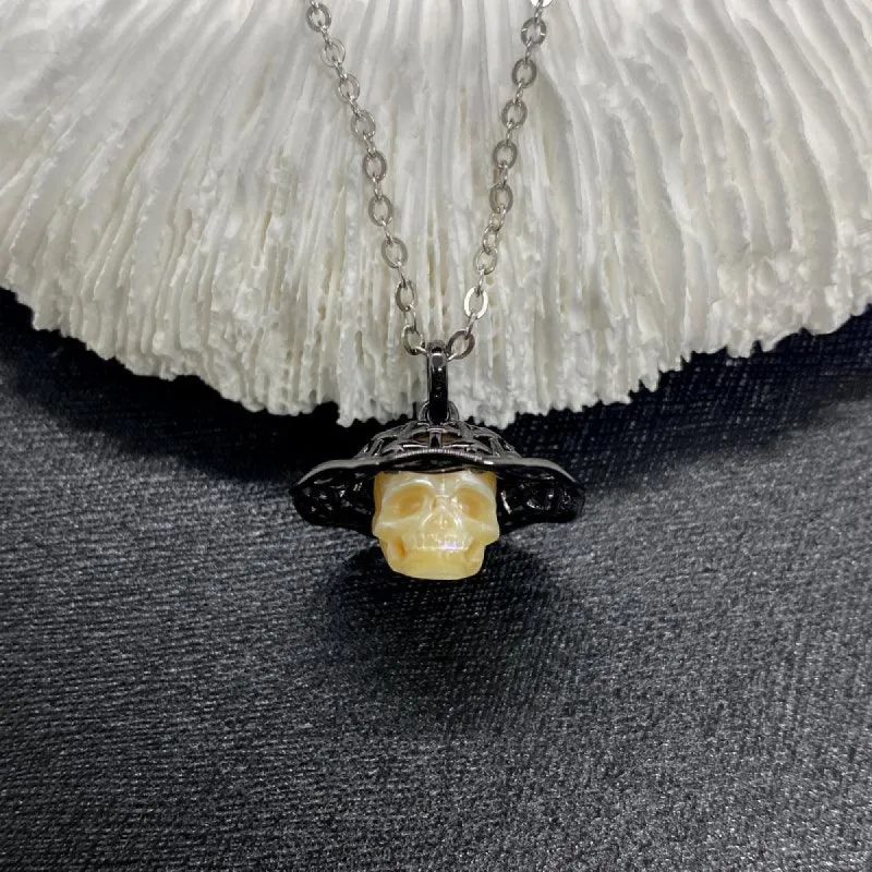 Pearl Skull Straw Hat Necklace sold by Belle Juri