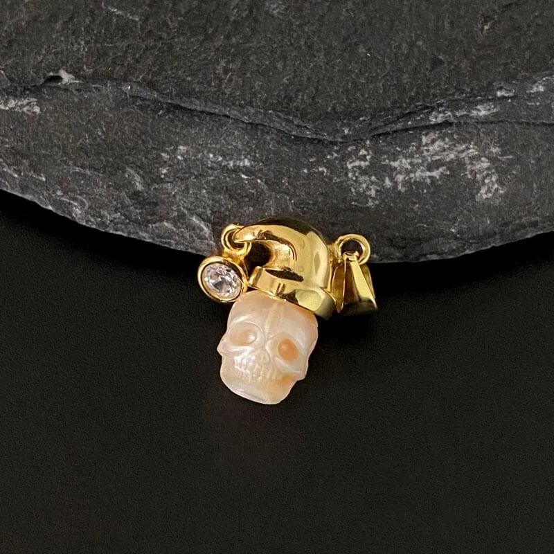 Pearl Skull Santa Hat CZ Pendant Necklace sold by Belle Juri product image thumbnail 2
