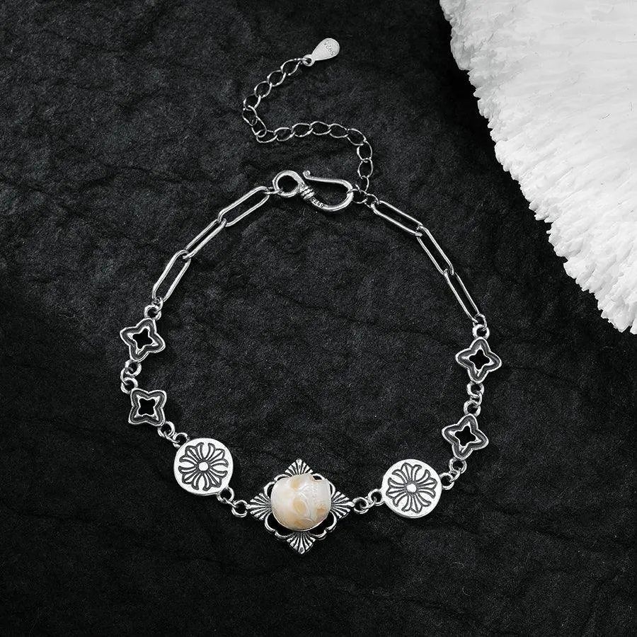 Chrome Heart Pearl Skull Chain Bracelet sold by Belle Juri