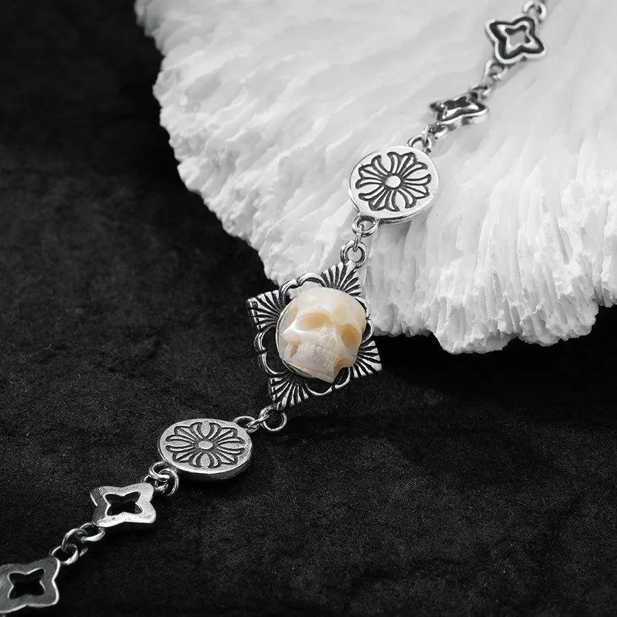 Chrome Heart Pearl Skull Chain Bracelet sold by Belle Juri product image thumbnail 3