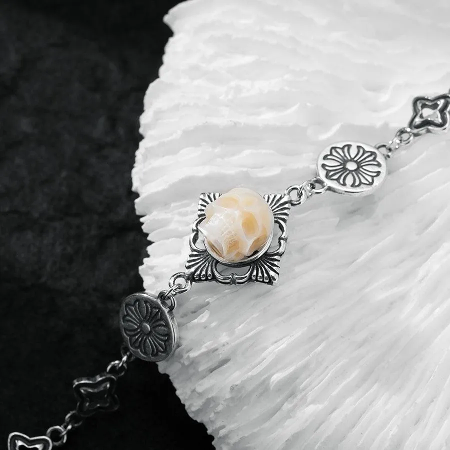 Chrome Heart Pearl Skull Chain Bracelet sold by Belle Juri product image thumbnail 2