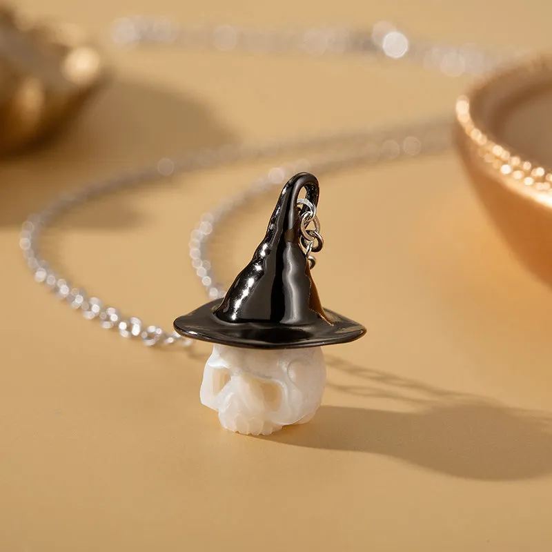 Black Witch Hat Pearl Carved Skull Jewelry Set sold by Belle Juri product image thumbnail 2