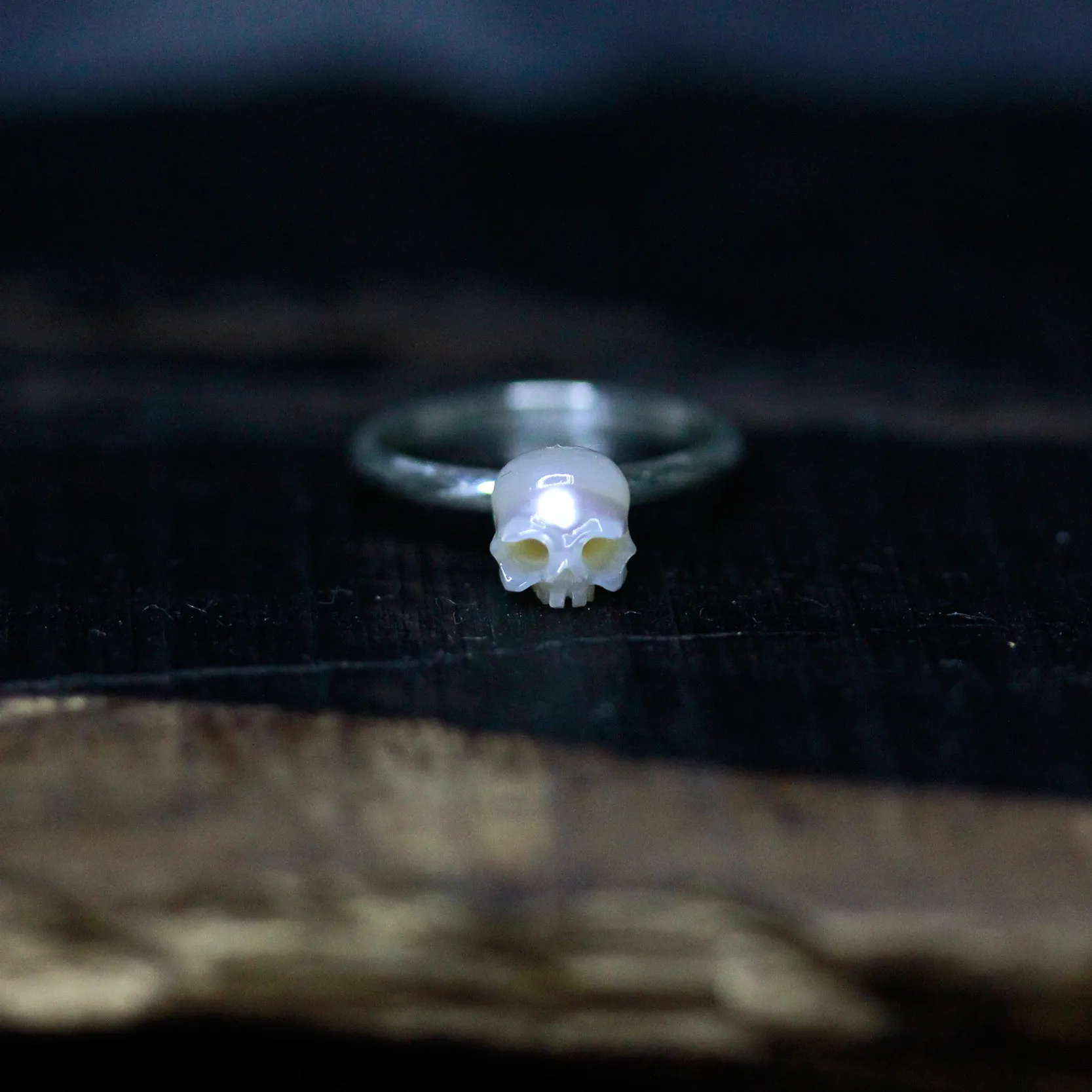 Classic Minimalist Pearl Skull Ring sold by Belle Juri product image thumbnail 2