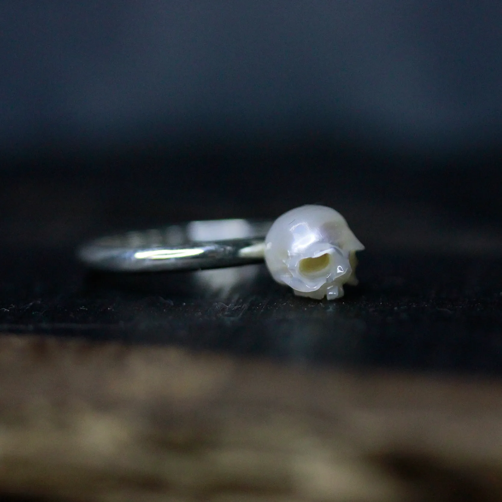 Classic Minimalist Pearl Skull Ring sold by Belle Juri product image thumbnail 3