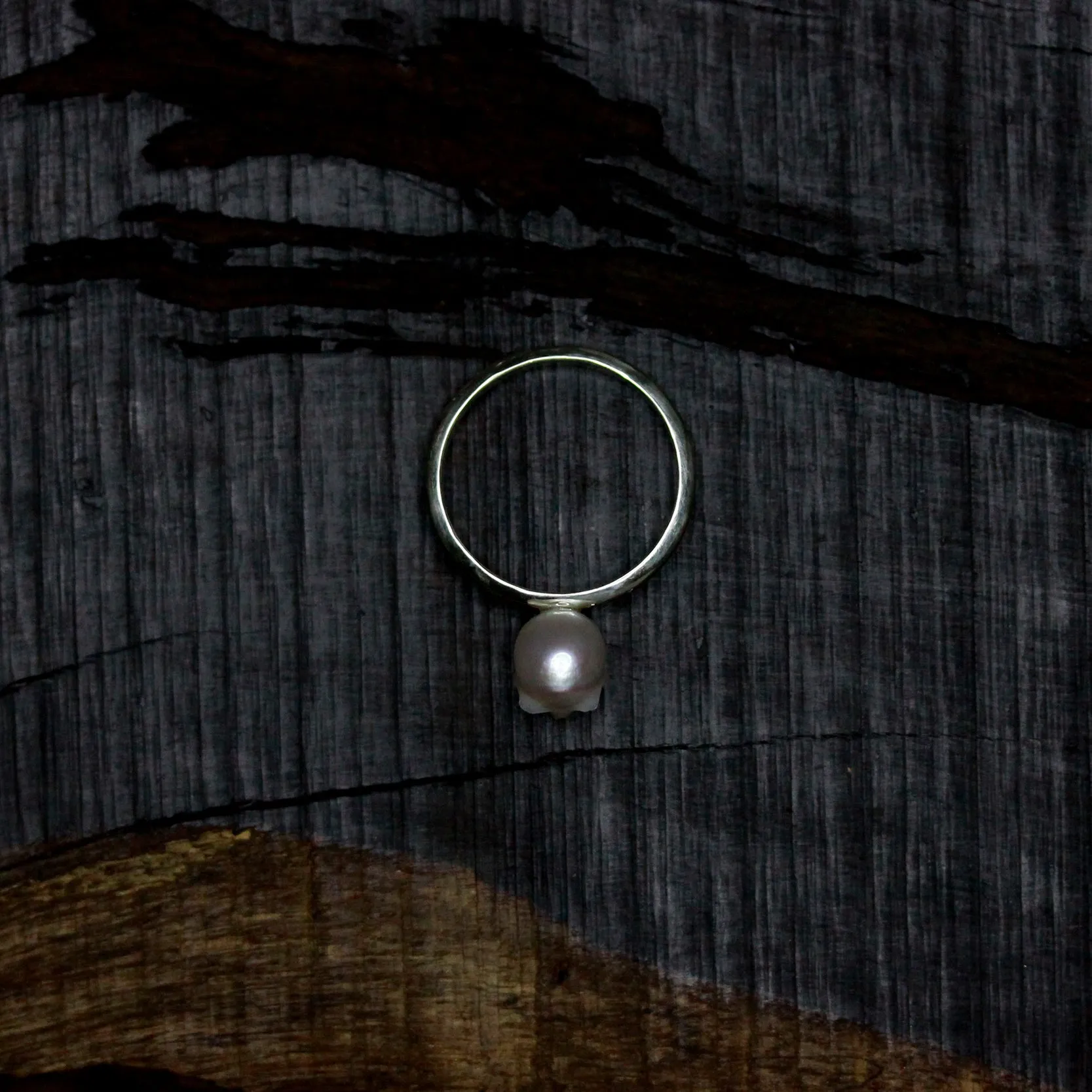 Classic Minimalist Pearl Skull Ring sold by Belle Juri product image thumbnail 4