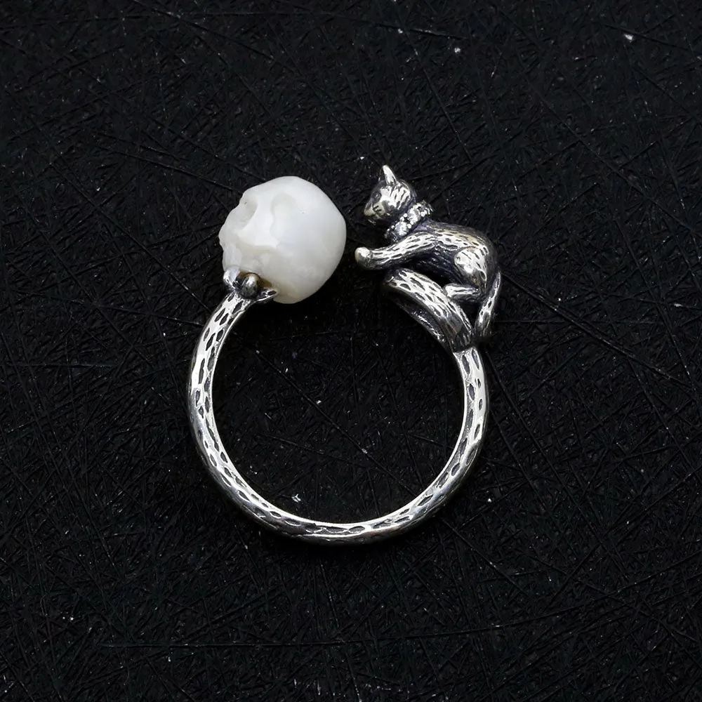 Celestial Cat Pearl Skull Ring sold by Belle Juri product image thumbnail 5