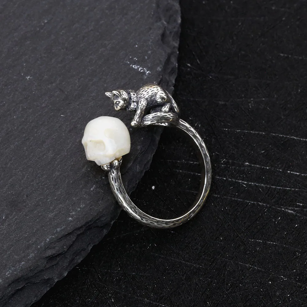 Celestial Cat Pearl Skull Ring sold by Belle Juri product image thumbnail 4