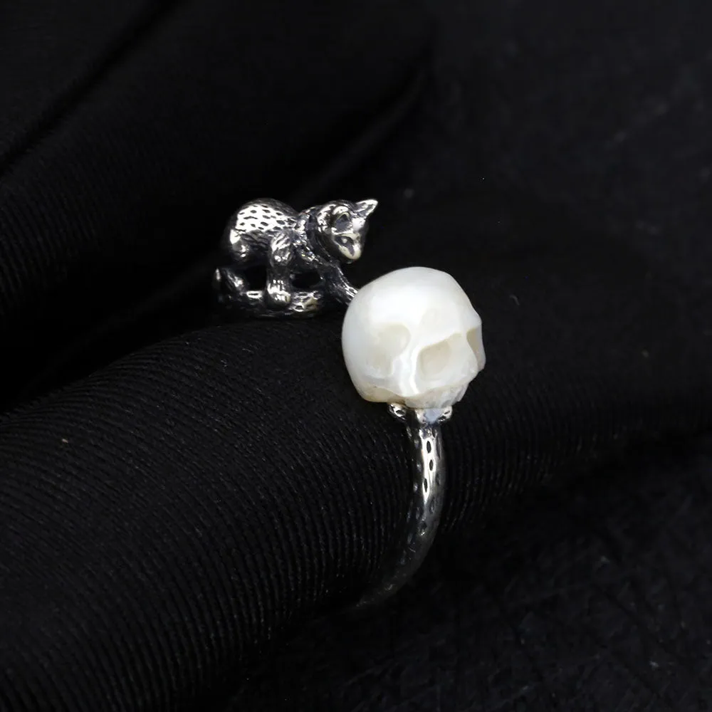 Celestial Cat Pearl Skull Ring sold by Belle Juri product image thumbnail 2