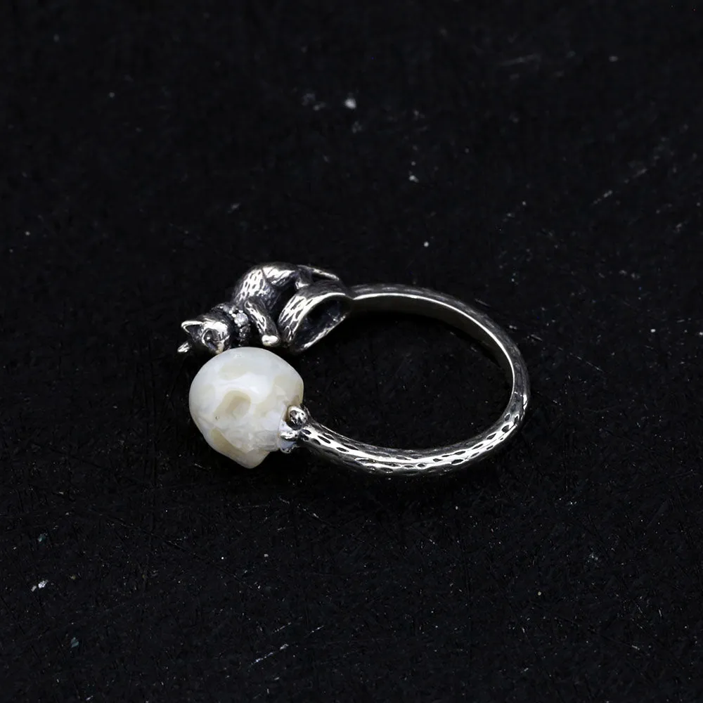 Celestial Cat Pearl Skull Ring sold by Belle Juri product image thumbnail 3