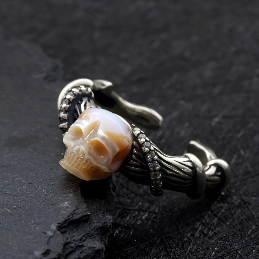 Distressed Vine-Wrapped Pearl Skull Ring sold by Belle Juri product image thumbnail 2