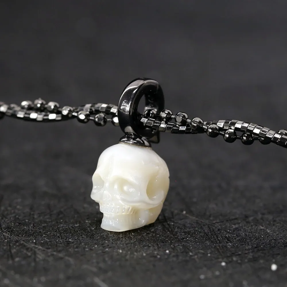 Double-Twist Braided Pearl Skull Necklace sold by Belle Juri product image thumbnail 4