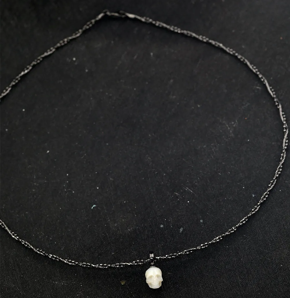 Double-Twist Braided Pearl Skull Necklace sold by Belle Juri product image thumbnail 2