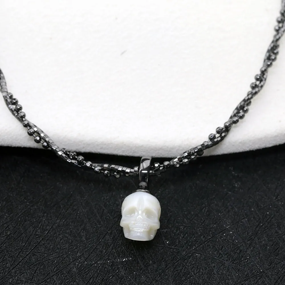 Double-Twist Braided Pearl Skull Necklace sold by Belle Juri product image thumbnail 5