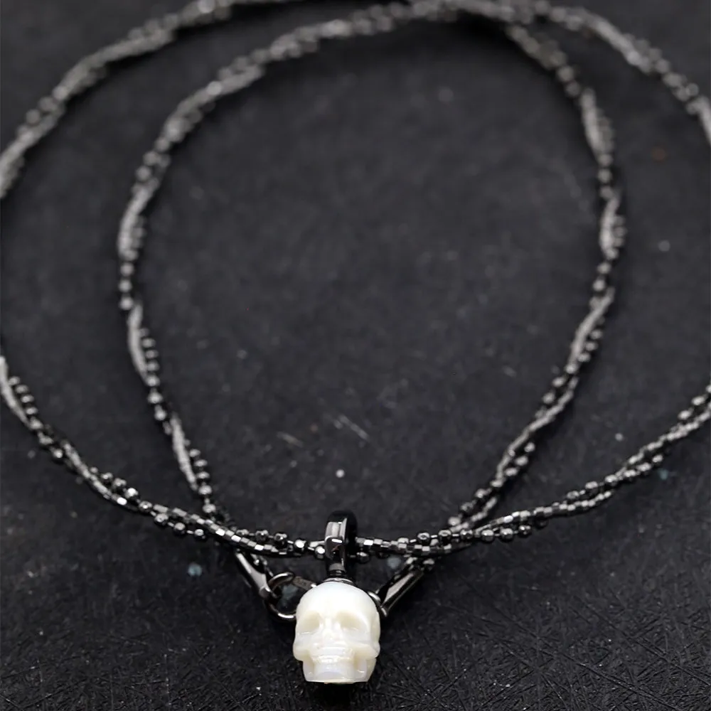 Double-Twist Braided Pearl Skull Necklace sold by Belle Juri product image thumbnail 3