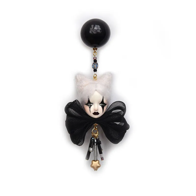 Handcrafted Wool Felt Dark Harley Quinn Earrings sold by Belle Juri