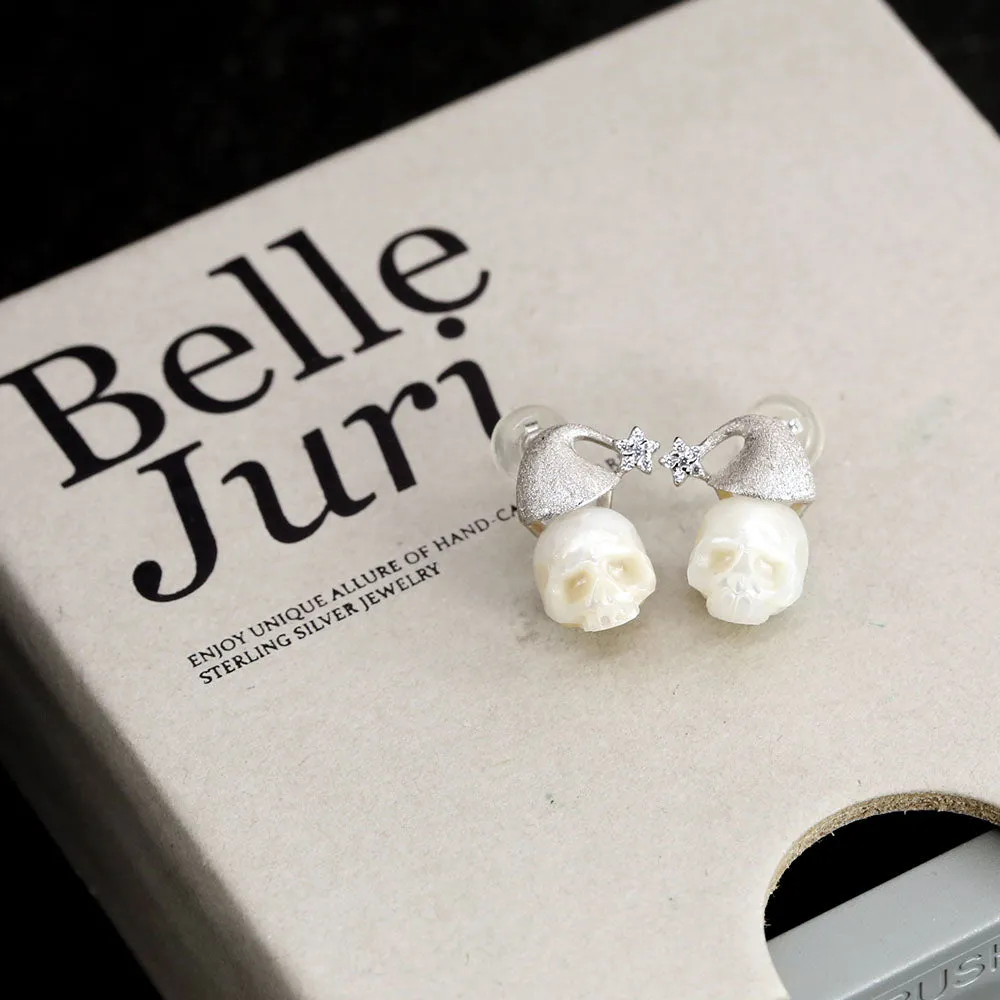 Christmas Snowflake Hat Pearl Skull Earrings sold by Belle Juri product image thumbnail 3