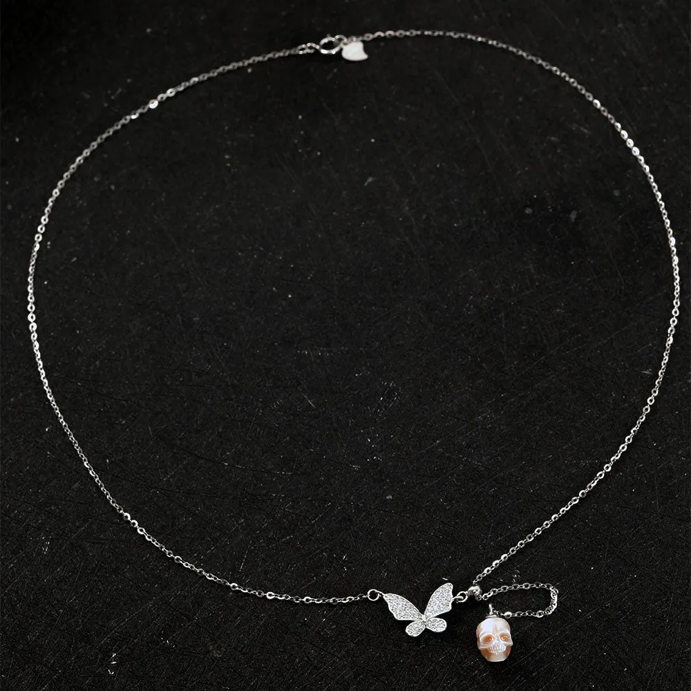 Butterfly Pearl Skull Y-Chain Necklace sold by Belle Juri product image thumbnail 3