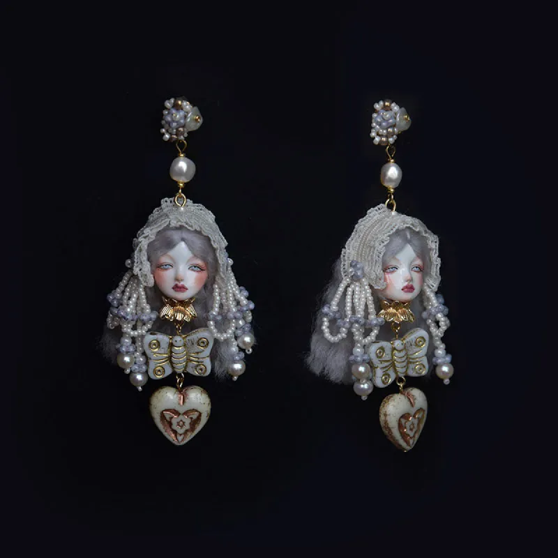 Handmade Vintage Lolita Doll Earrings sold by Belle Juri