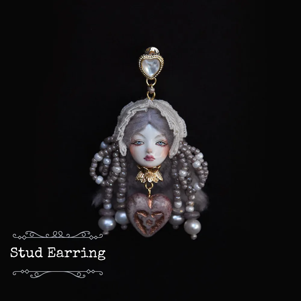 Handmade Clay Lolita Style Doll Earrings sold by Belle Juri product image thumbnail 5