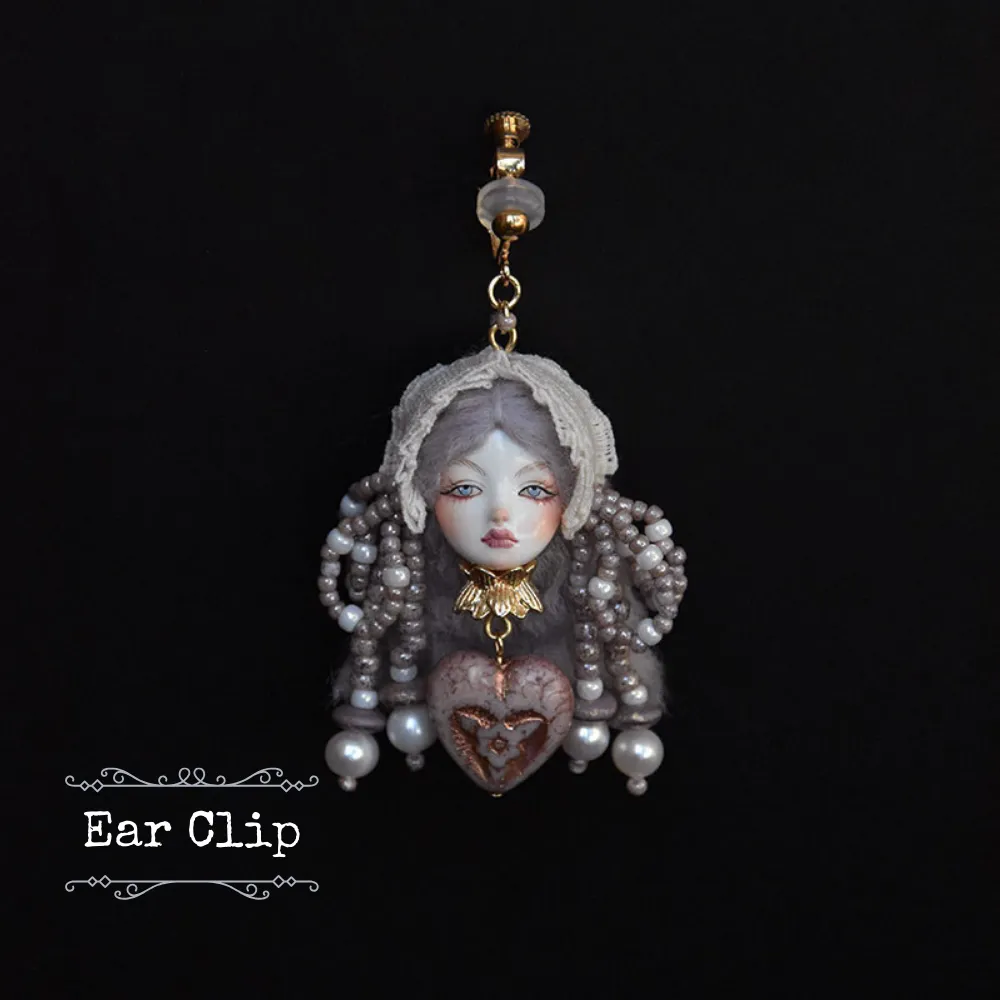 Handmade Clay Lolita Style Doll Earrings sold by Belle Juri product image thumbnail 3