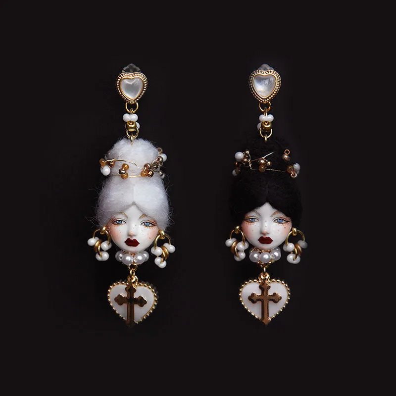 Handcrafted Clay Baroque Doll Earrings sold by Belle Juri