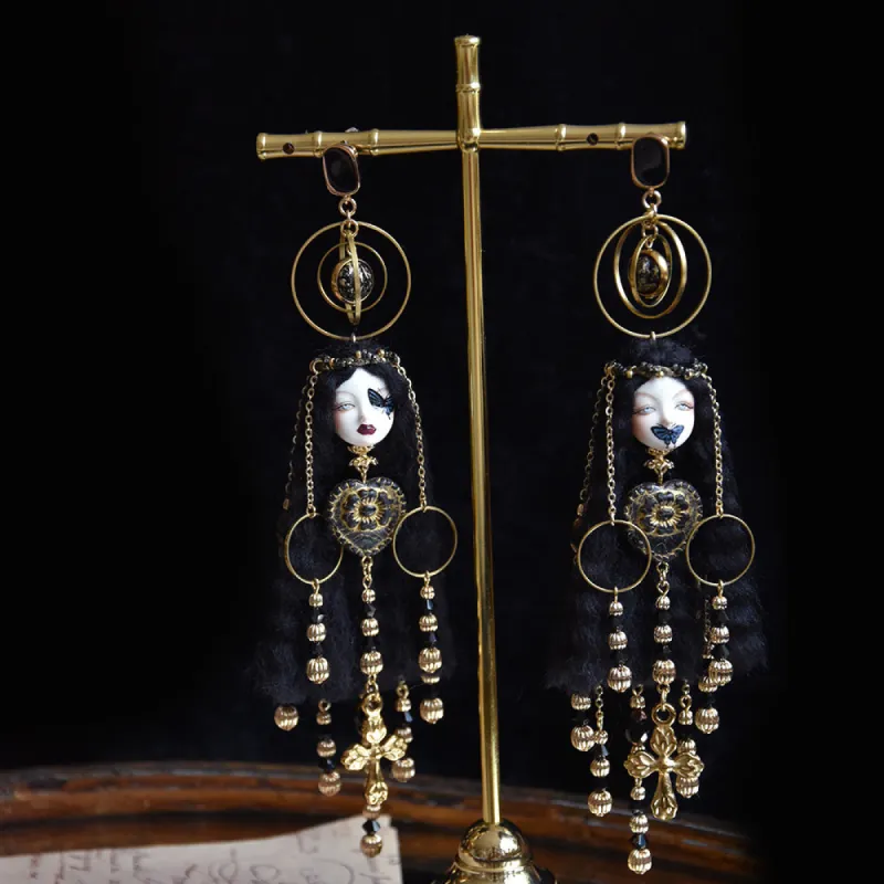 Dark Gothic Butterfly Tattoo Girl Earrings sold by Belle Juri