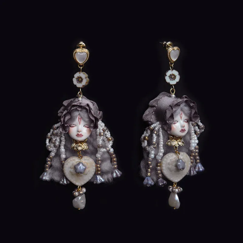 Handmade Pearl Lolita Doll Earrings sold by Belle Juri