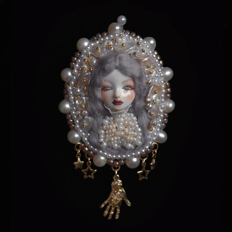 Handmade Antique-Inspired Royal Court Doll Brooch sold by Belle Juri product image thumbnail 3