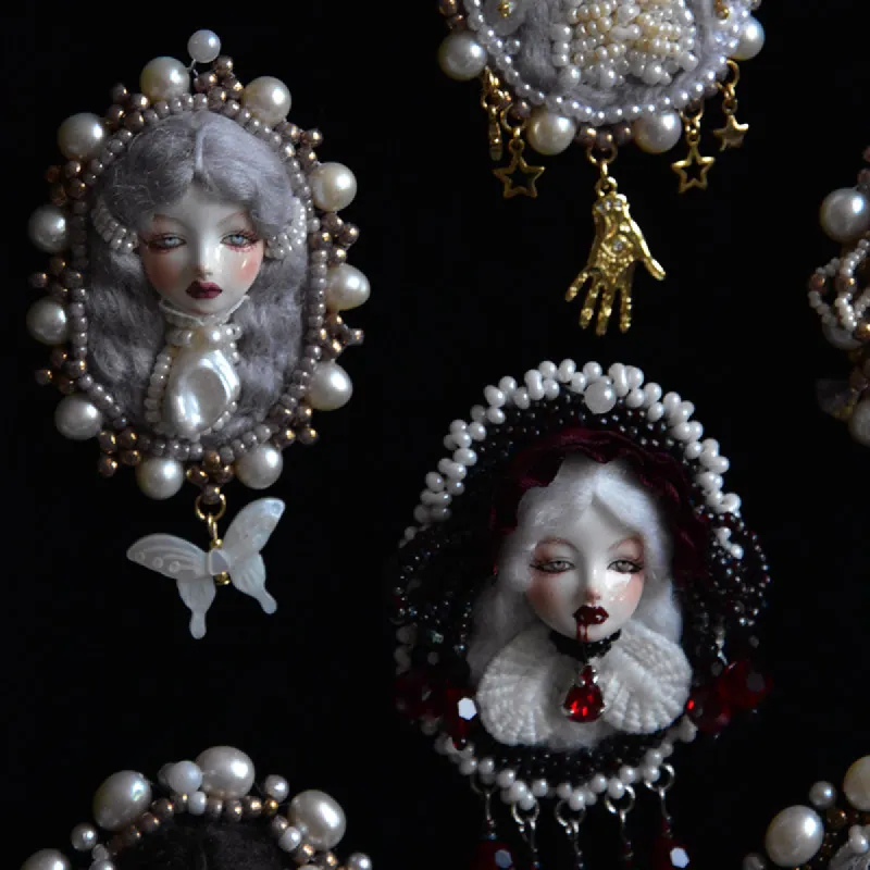Handmade Antique-Inspired Royal Court Doll Brooch sold by Belle Juri