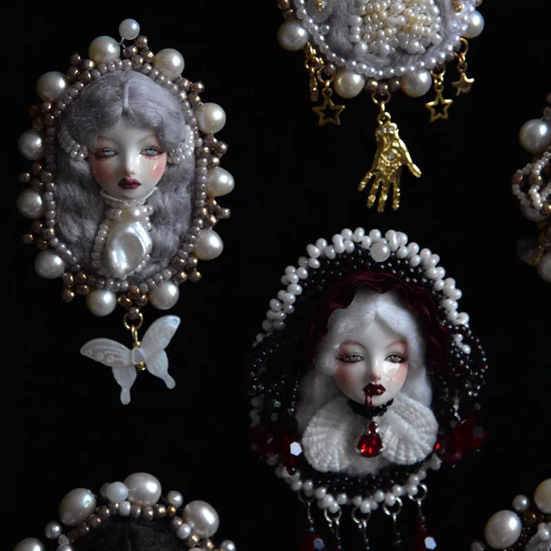 Handmade Antique-Inspired Royal Court Doll Brooch sold by Belle Juri