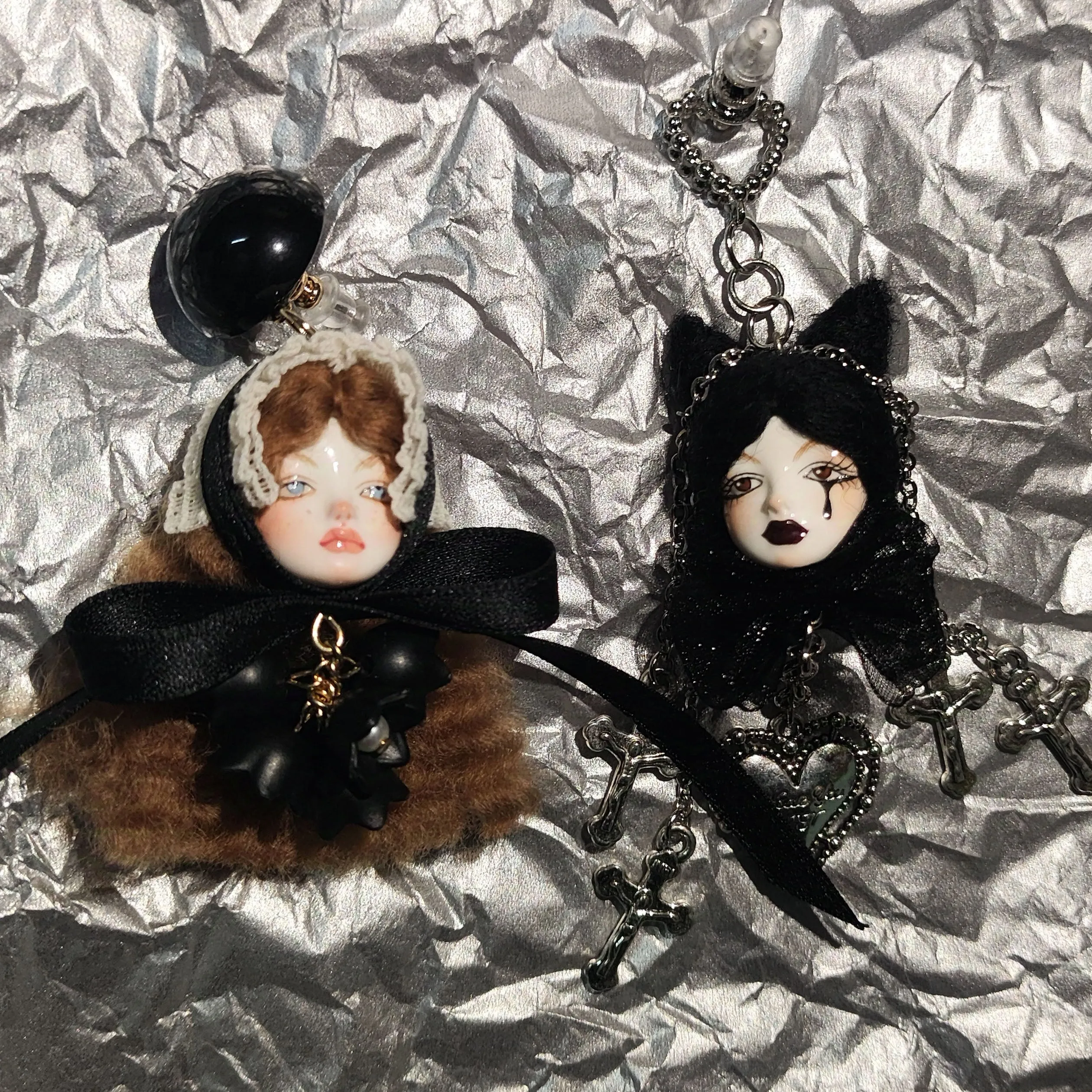 Artisan Crafted Dark Lolita Fashion Doll Earrings sold by Belle Juri product image thumbnail 5